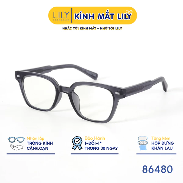 Gọng kính mắt vuông nam nữ LILYEYEWEAR chất liệu nhựa cao cấp chắc chắn kiểu dáng hiện đại màu sắc thời trang 86480