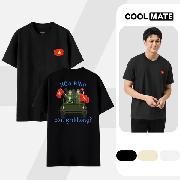 [MUA 3 GIẢM 12%][BST TỰ HÀO VIỆT NAM]Áo thun Cotton Compact in Hoà bình -  Coolmate