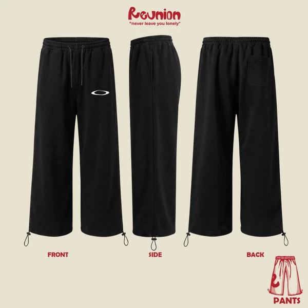 REUNION Quần Nỉ Dài Nam Nữ In Họa Tiết CIRCLE Form Ống Rộng Có Dây Rút Vải Nỉ Dày Dặn P11