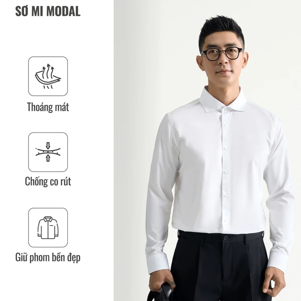 [🔥HOT] Áo Sơ Mi Tay Dài Nam Modal Easy Care Form Fitted - Routine 10S26SHL057