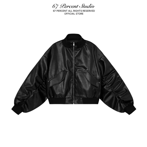 Áo Khoác Da Bomber Chất Liệu Faux Leather Túi Hộp 67PERCENT/67% - LEATHER UTILITY BOMBER