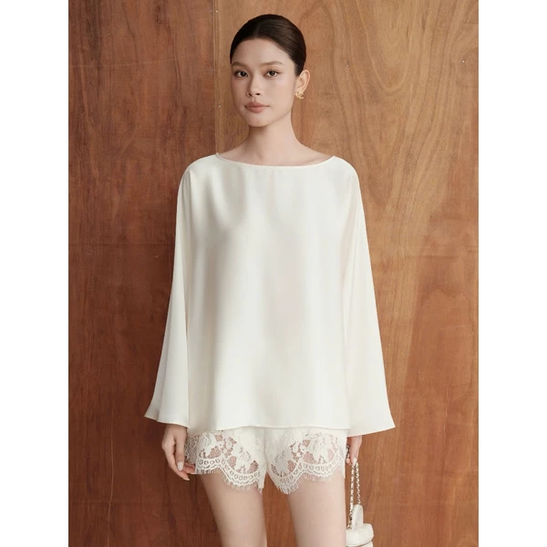 RUBIES Summer Short - Quần Ngắn Nữ Vải Lụa Tô Châu Lưng Thun Lai Phối Ren