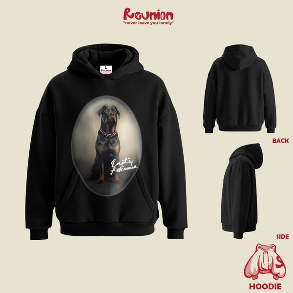 REUNION Áo Hoodie In Họa Tiết DOG Áo Hoodie Nam Nữ Form Mũ Rộng Form Unisex HD40