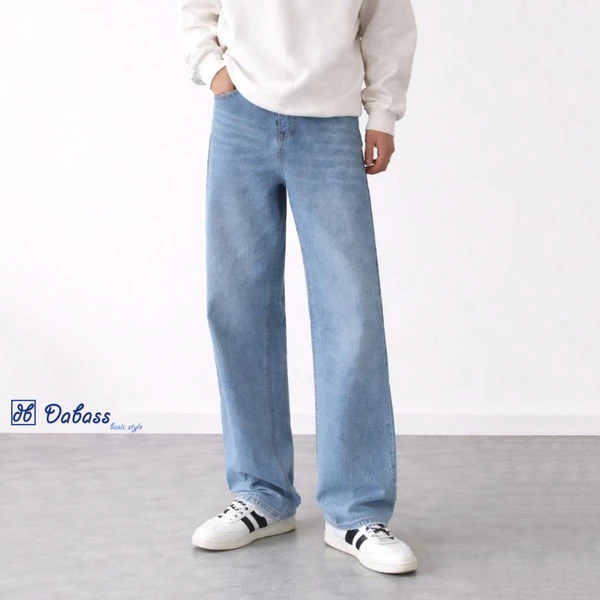 Quần Jean Nam DABASS Ống Suông Rộng Màu Xanh Nhạt Phong Cách Streetwear Trẻ Trung Năng Động