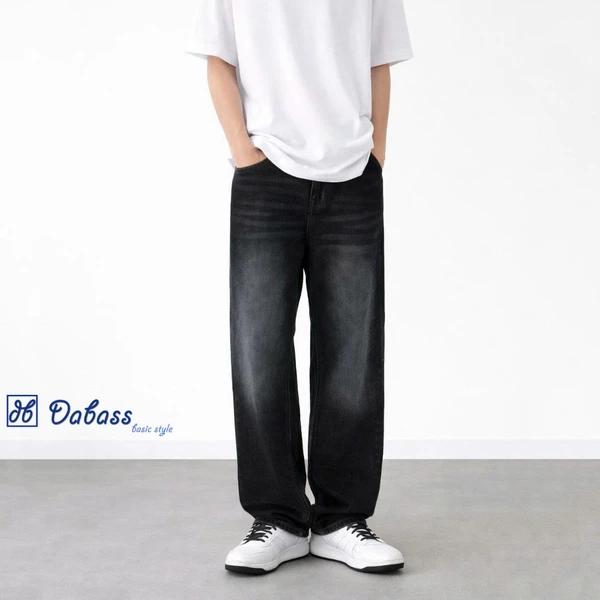 Quần Jean Nam DABASS Form Rộng Ống Suông Màu Đen Wash  Thời Trang Nam Hot Trend