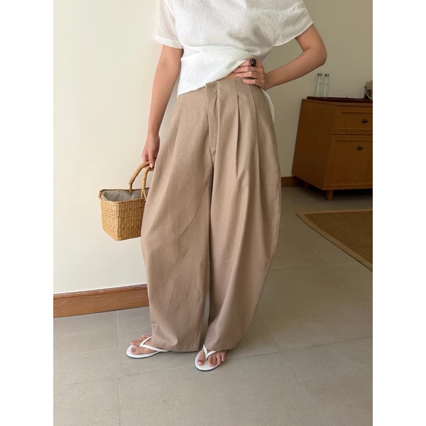 Quần linen dài ống cong 𝐒𝐎𝐌𝐒 | 𝐁𝐚𝐫𝐫𝐞𝐥 𝐏𝐚𝐧𝐭𝐬