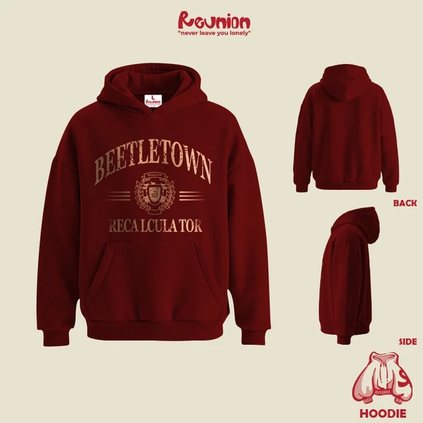 Áo Hoodie REUNION "BEELTETOWN" Áo Hoodie Nam Nữ Form Mũ Rộng HD12