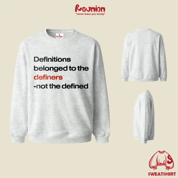 REUNION Áo Nỉ Lông Cáo Sweater Dài Tay In Họa Tiết DEFINERS Áo Sweatshirt Nam Nữ Form Rộng SWT45
