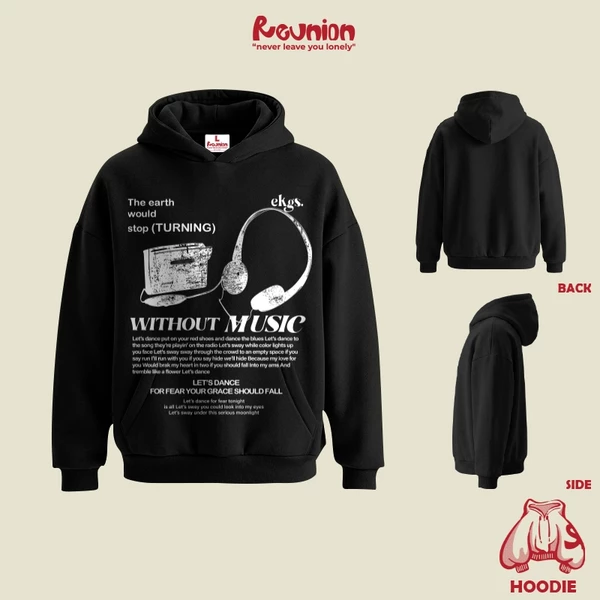 Áo HoodieREUNION "MUSIC" Áo Hoodie Nam Nữ Form Mũ Rộng HD5