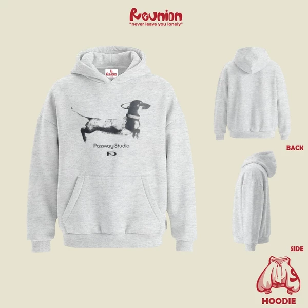 REUNION Áo Hoodie Nỉ Bông In Họa Tiết DOG Áo Hoodie Nam Nữ Form Mũ Rộng HD52