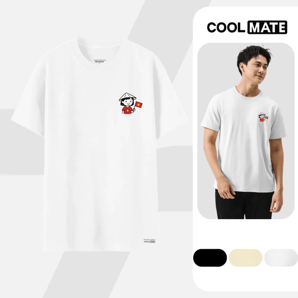 [MUA 3 GIẢM 12%][BST TỰ HÀO VIỆT NAM]Áo thun nam nữ Cotton IN Bé gái cầm cờ - Coolmate