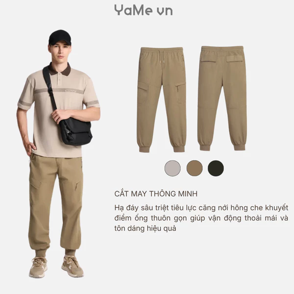 Quần lưng thun túi hộp có nắp, ống suông, phom rộng F4 - The No Style 097 23640 |YaMe|