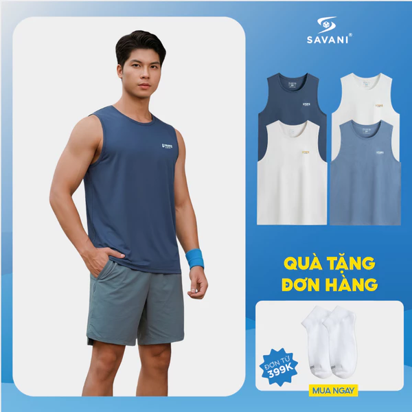 Áo Ba Lỗ Nam SAVANI Cao Cấp, Áo Thể Thao Basic Chất Cotton Mềm Mịn, Thấm Hút Mồ Hôi Tốt MTTA002S6