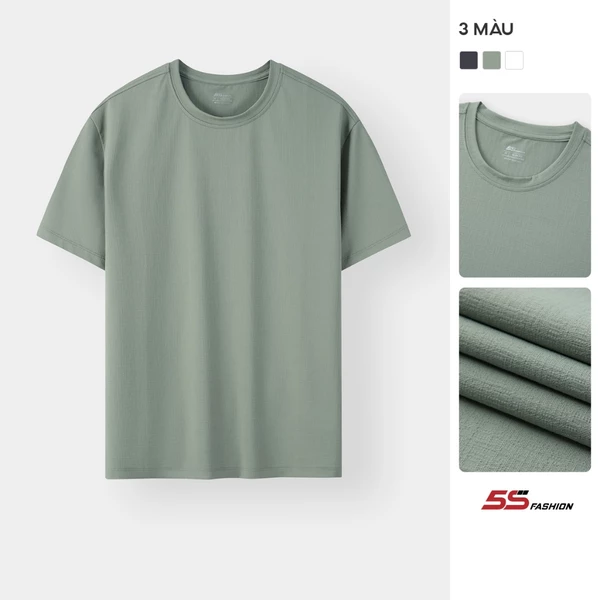 [XẢ HÀNG ĐỢT CUỐI]Áo Thun Nam Ngắn Tay 5S FASHION Trơn Basic Vải Hiệu Ứng Cao Cấp Phom Slimfit M0ATS26038