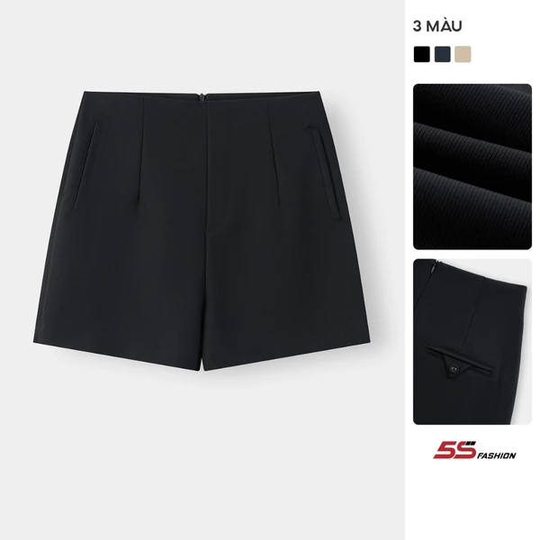[XẢ HÀNG ĐỢT CUỐI] Quần Short Nữ 5S FASHION Cạp Khóa, Xếp Ly Nhẹ Thanh Lịch, Nữ Tính W0QSA26004