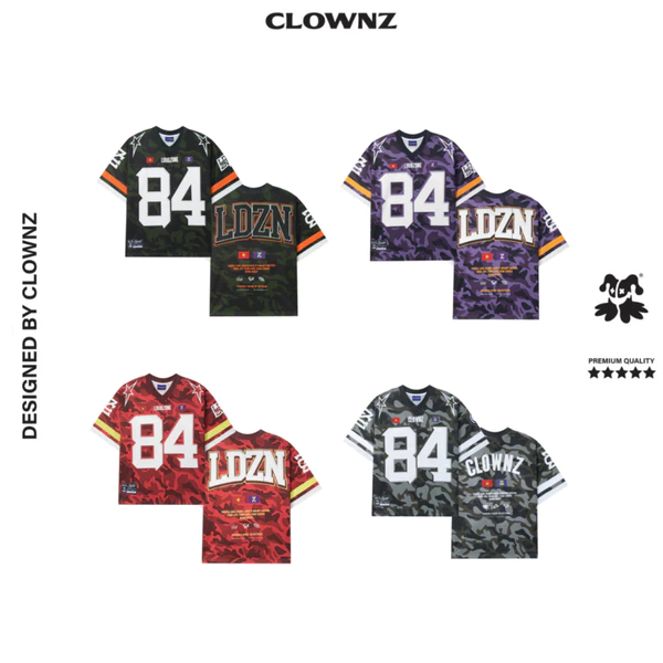 Áo phông Loudzone 84 Camo Jersey T-shirt áo đẹp tay lỡ cổ tim vải mesh cao cấp áo thun nam nữ unisex