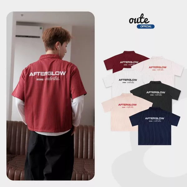 Áo Sơ Mi Tay Lỡ Kẻ Sọc Outerity Afterglow Nam Nữ Unisex / DREAM HORSE COLLECTION 2026