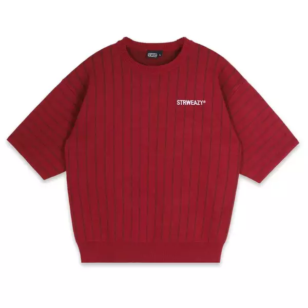 ÁO SWE PINSTRIPE KNIT TEE – RED