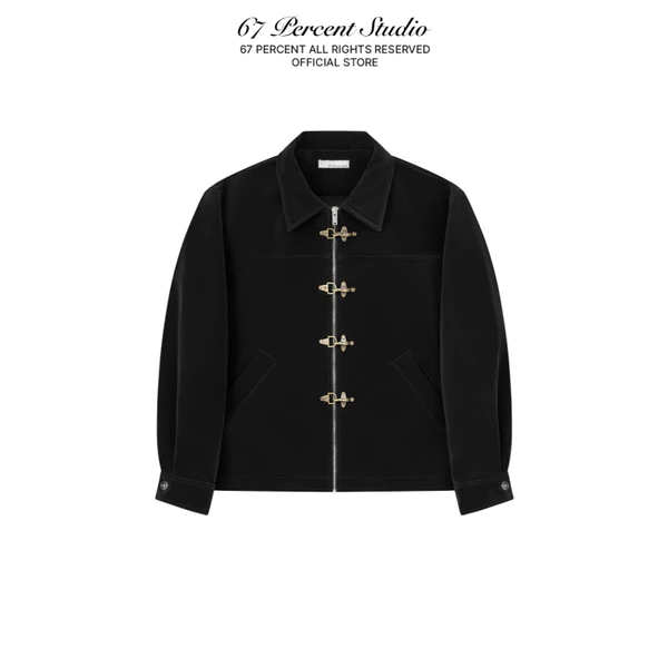 Áo Khoác Chất Liệu Da Dạ Có Thiết Kế Chốt Cài 67PERCENT/67% - SUEDE LEATHER JACKET