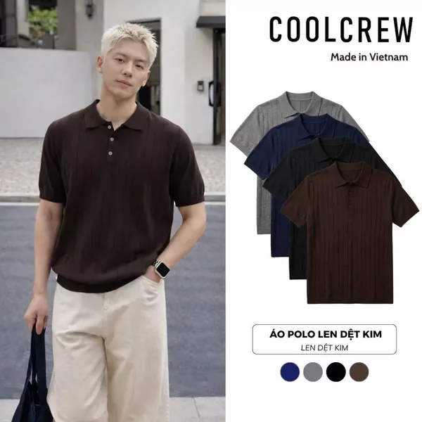 Áo Polo Len Dệt Kim Tay Ngắn 3 Cúc 𝐂𝐎𝐎𝐋𝐂𝐑𝐄𝐖 Basic Dáng Rộng Phong Cách Hàn Quốc Unisex ALH03 APN094