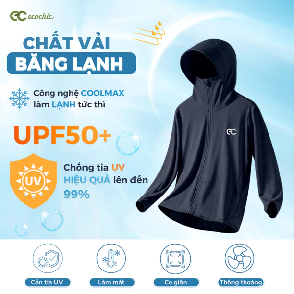 [VER 2-Tặng khẩu trang] Áo Khoác Chống Nắng Nữ Ecochic Vải Băng Lạnh Ice Silk Cao Cấp Chống Tia UV Thoáng Khí B233