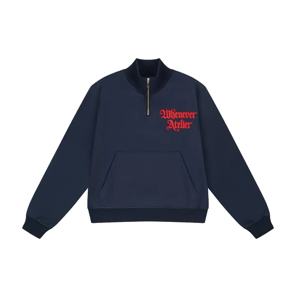 ÁO “WHENEVER” ÁO KHOÁC NỈ LOGO THÊU - LOGO HALF-ZIP SWEATSHIRT / NAVY