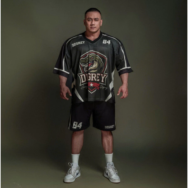 Áo thun thể thao màu xanh    Degrey Jersey Rex 84 cổ tim