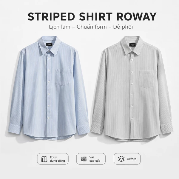 Áo sơ mi nam ROWAY form regular | dài tay Oxford Ver2