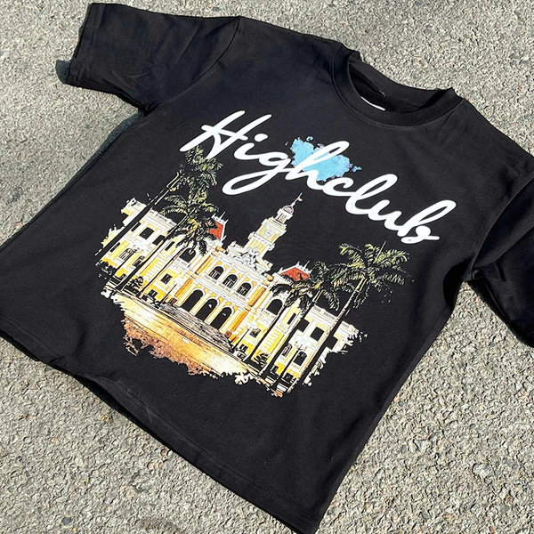 Áo thun Central Saigon TEE  tay lỡ cổ tròn HIGHCLUB unisex - ĐEN