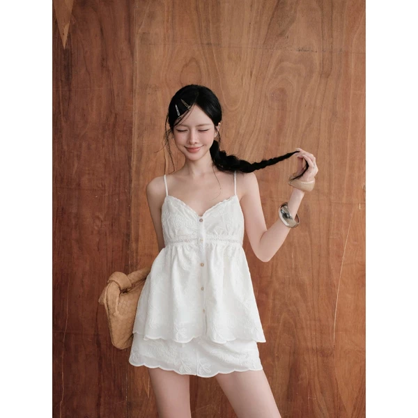 KIDO - Set áo hai dây babydoll + Chân váy lưng thun SOLAR SET