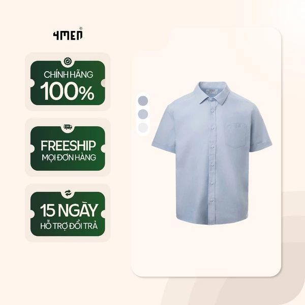 Áo Sơ Mi Tay Ngắn Oxford Thêu 4M Ở Túi Form Regular 4MEN SM191 basic, trẻ trung, công sở
