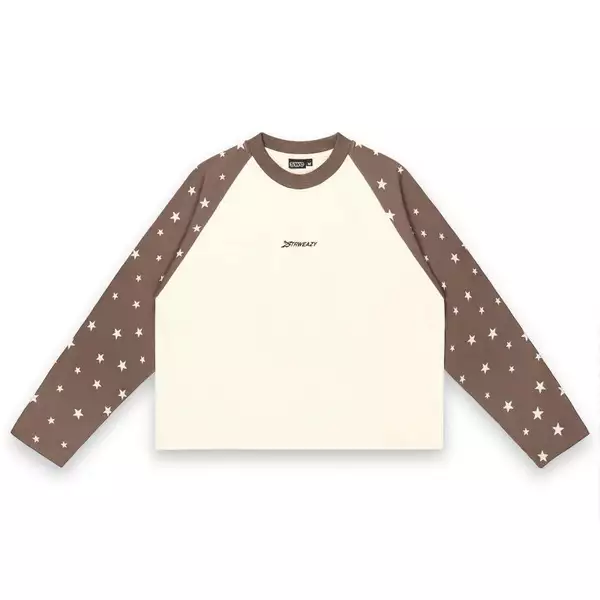 SWE STARFALL BOXY L/S TEE - BROWN/CREAM
