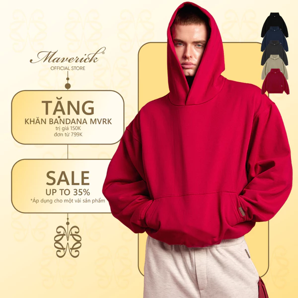 Áo Hoodie MVRK Initial Unisex Boxy 440GSM Chất Nỉ Chân Cua Dày Dặn Chống Nắng Thoáng Mát