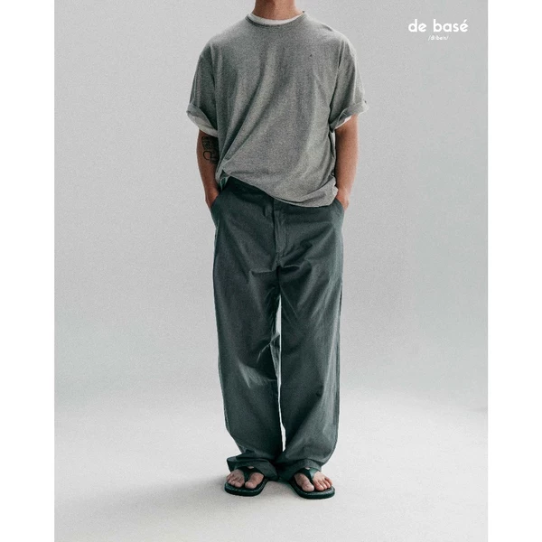 basé PANTS 10 - Quần Kaki Cotton Xám Cúc Thùa Cạp Quần - de basé
