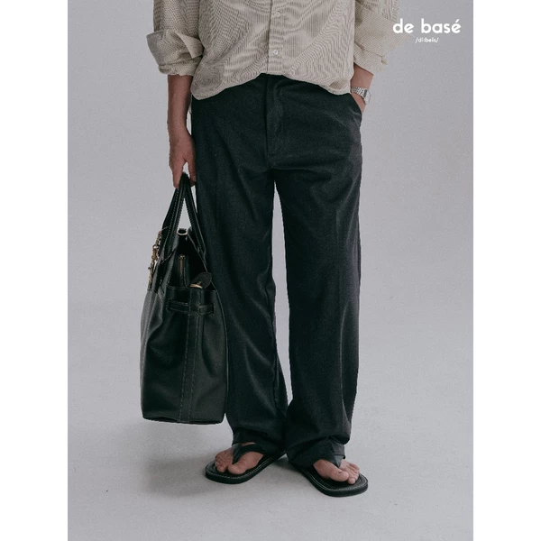 basé TROUSERS 04 - Quần Vải Xám Ống Rộng - de basé