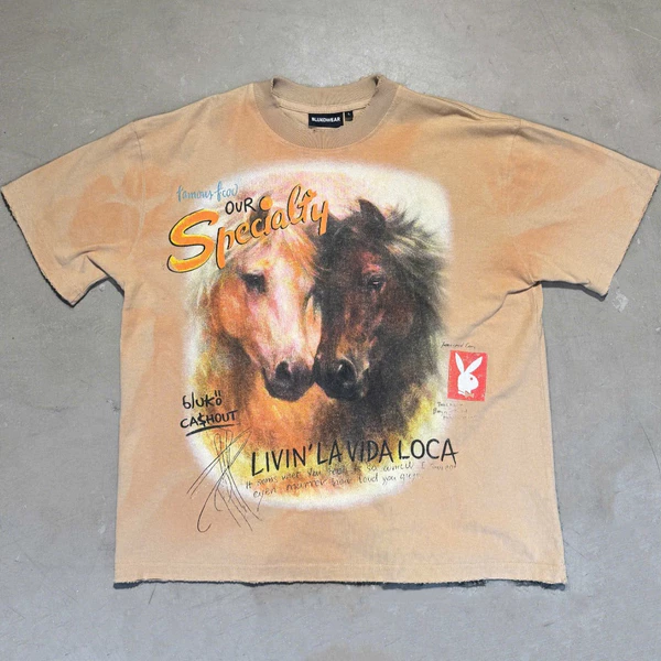 Áo Thun HORSES BEIGE DISTRESSED TSHIRT
