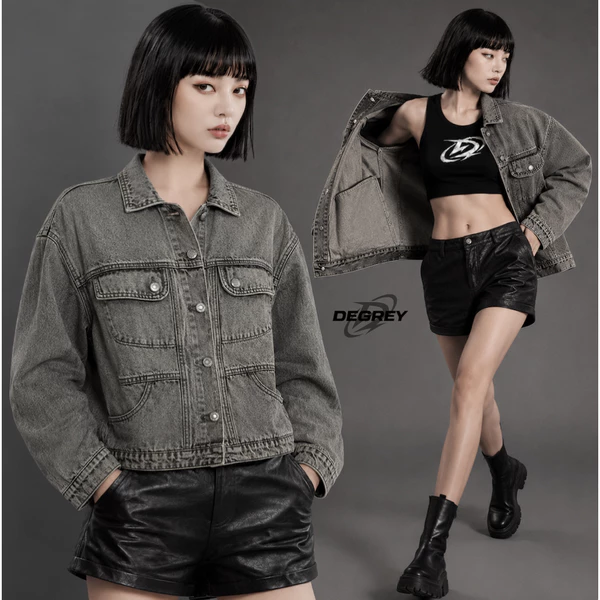 Áo Khoác Degrey Jean Jacket Basic Wax Gray - JEANJK