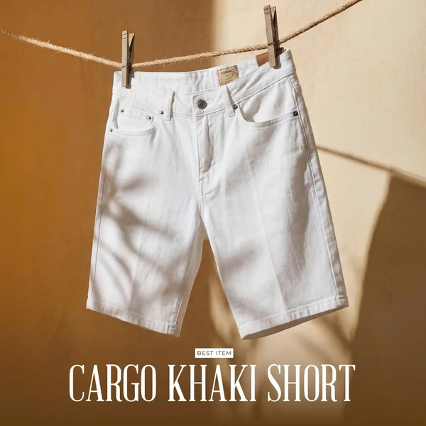 Quần Short khaki CARGO KHAKI TORANO giả Jean in lót túi đứng phom, thấm hút tốt FSBK014