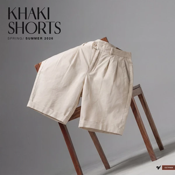 Quần short RELAXED Khaki TORANO chiết eo gấu LV chất liệu cao cấp, bền màu FSBK015