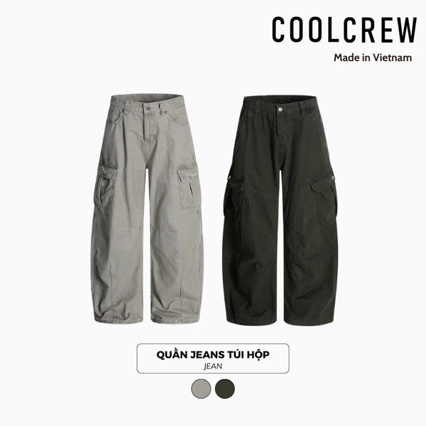 Quần Jeans Túi Hộp 𝐂𝐎𝐎𝐋𝐂𝐑𝐄𝐖 Ống Rộng Unisex Nam Nữ Phong Cách Thời Trang QTD082