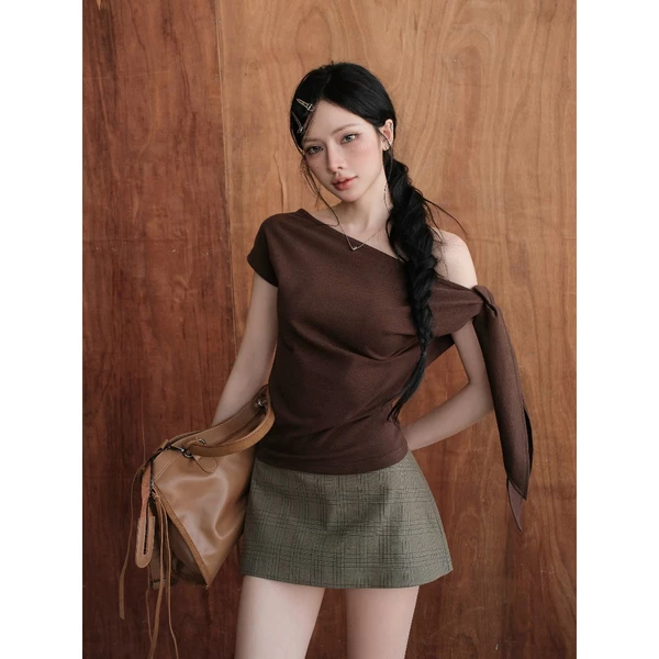 KIDO - Áo lệch vai phối nơ LEXY TOP