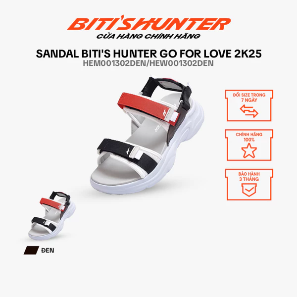 Sandal Biti's Hunter Go For Love 2k25 Edition Nam - Nữ Màu Đen HEM001302DEN/HEW001302DEN (Đen)