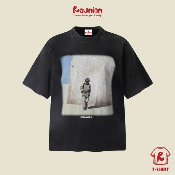 Áo Thun Wash REUNION "STARS WAR" Form Oversize 100% Cotton - Grey Wash TSW5