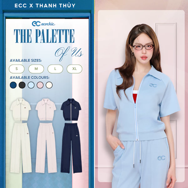 Set Bộ Polo ECOCHIC B246 Áo Khóa Kéo Quần Ống Suông Chất Liệu Cao cấp Mềm Mịn