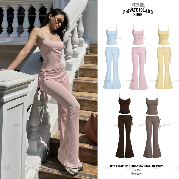 [CÓ MÃ TRONG VIDEO-LIVE] Set Tanktop 2 Dây, Quần dài Ống loe Cạp trễ thun Poly dày dặn FFCLUB