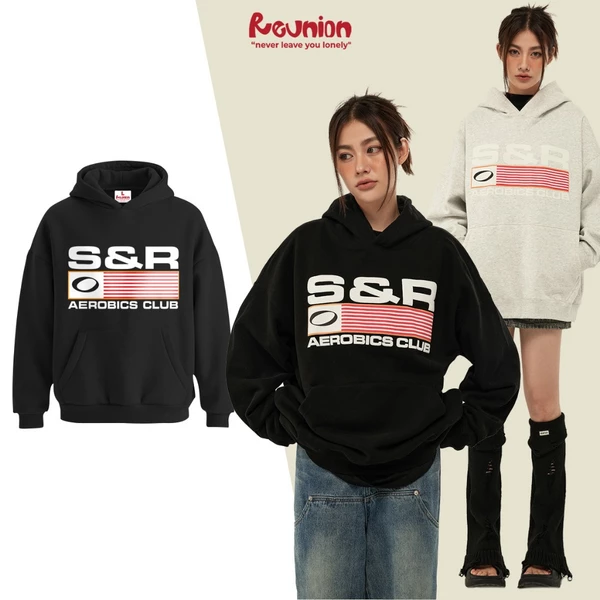 Áo Hoodie REUNION "S&R" Áo Hoodie Nam Nữ Form Mũ Rộng HD46