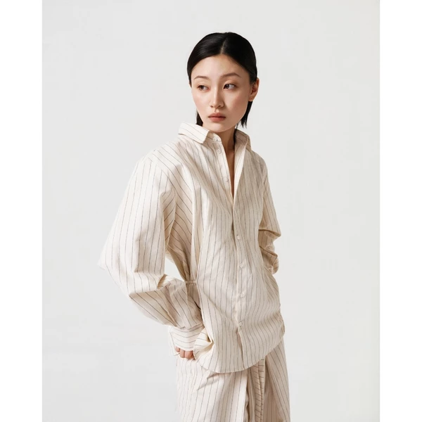 Áo Sơ Mi Tay Dài Sọc Kẻ Đơn Giản 67PERCENT/67% - SIDE TIE PINSTRIPE SHIRT