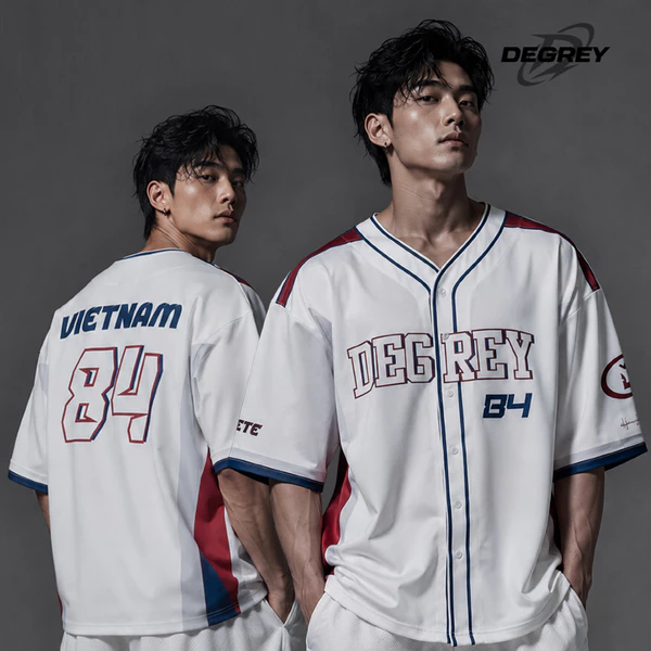 Áo khoác sơmi Jersey Degrey Baseball FLEX màu trắng - BASEFLEX