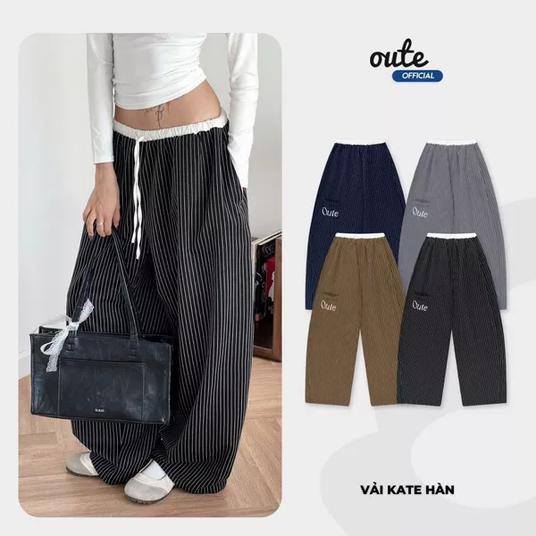 Quần Dài Kẻ Sọc Ống Rộng Phối Lưng Outerity Striped V2 / Form Rộng Unisex Mềm Mịn Thoáng Mát Nam Nữ