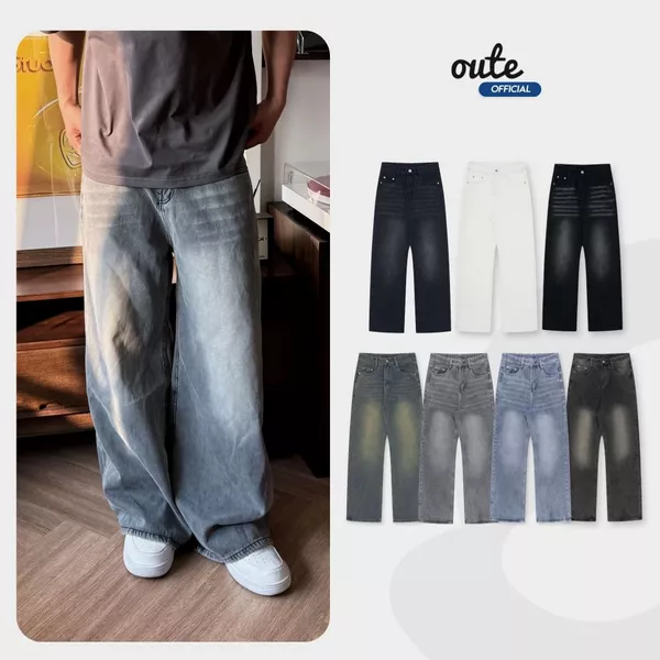 Quần Jean Outerity Wash Ver.2 Cạp Cao Ống Suông / Form Unisex Nam Nữ